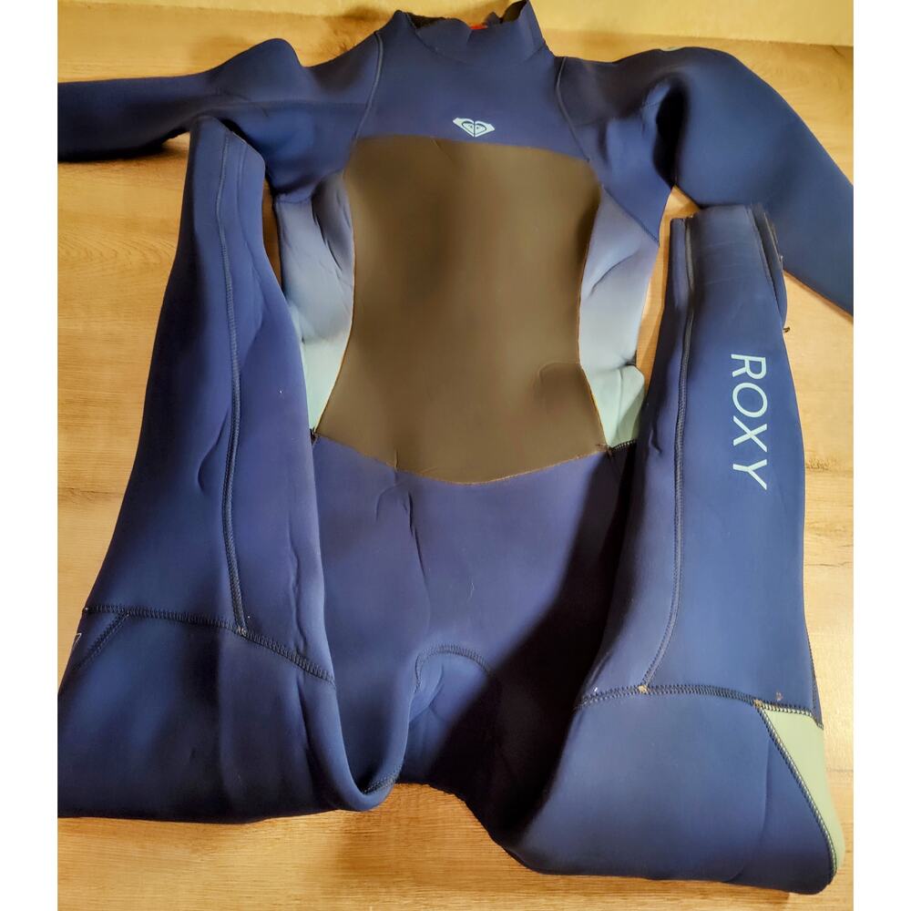 Roxy Syncro Back-Zip Wetsuit Navy & Slate‎ Blue - Full Body Neoprene teen SZ, 14